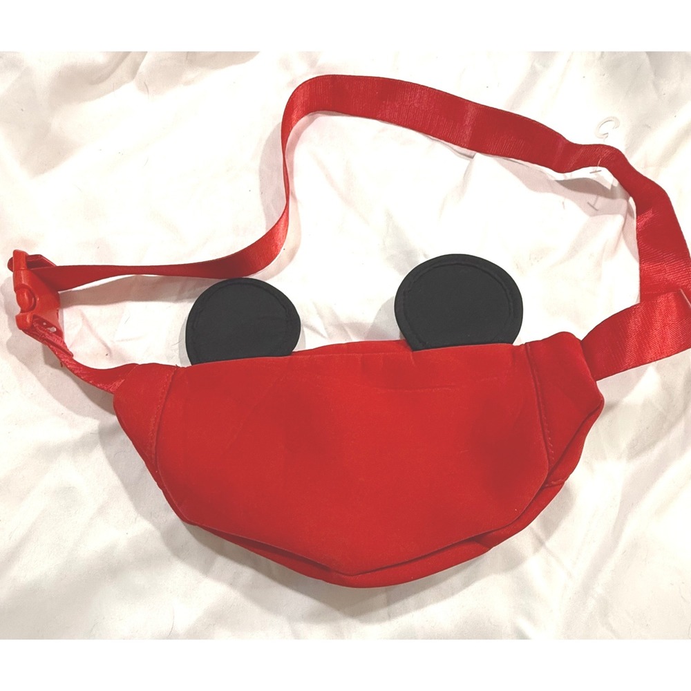 Disney Store Mickey Mouse Red Shorts Fanny Pack Waist Bag with 3D Ears One Size - Picture 7 of 8